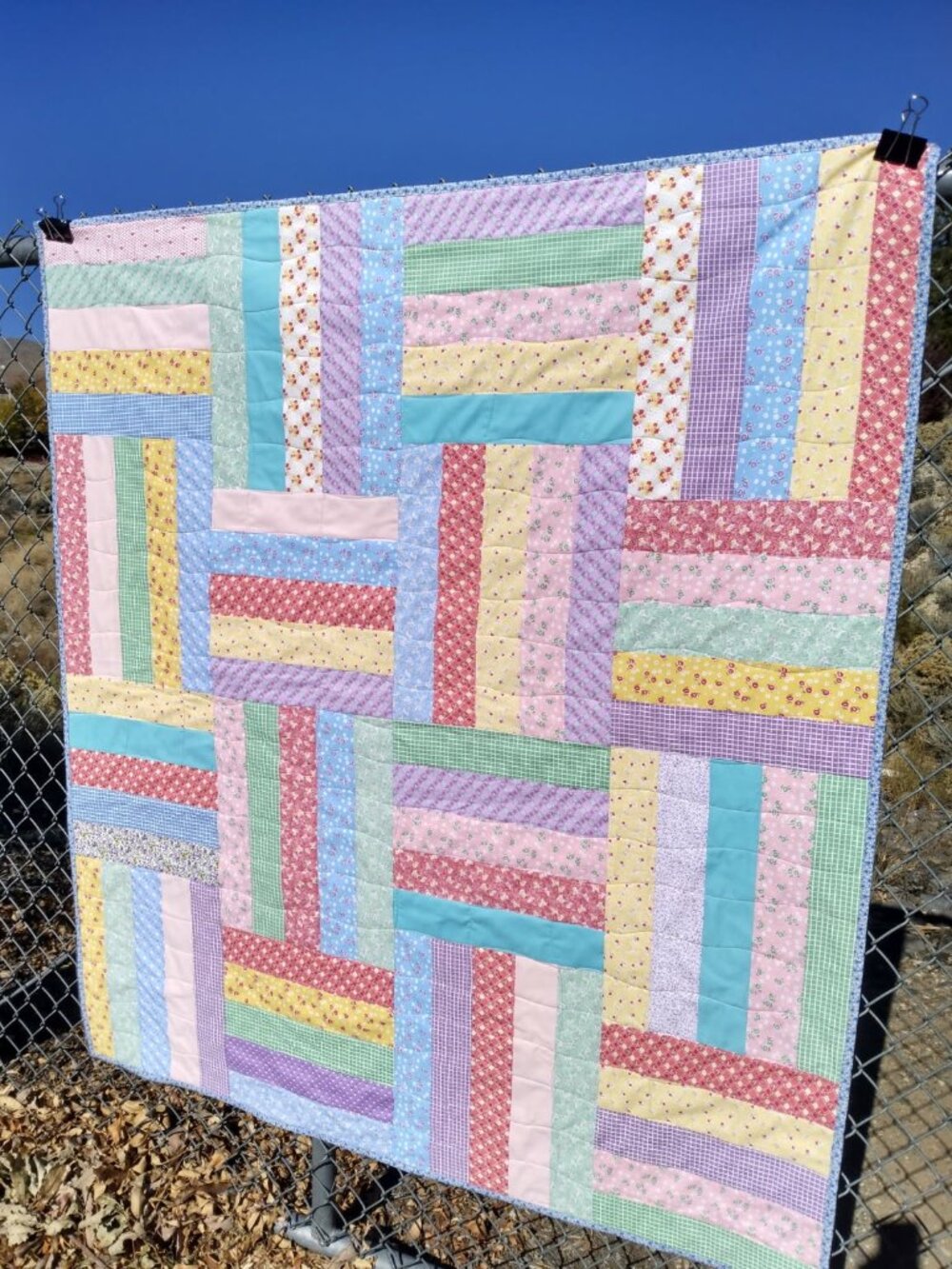 BN 1930'S VINTAGE INSPIRED COTTON LAP QUILT PINK BLUE YELLOW GREEN